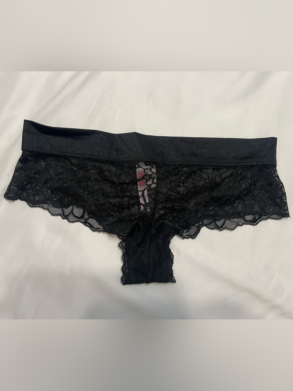 PINK Victoria's Secret Black Lace Hipster Panty - large